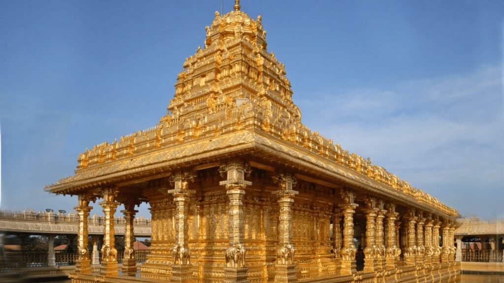 image is about Sripuram Golden Temple in Vellore